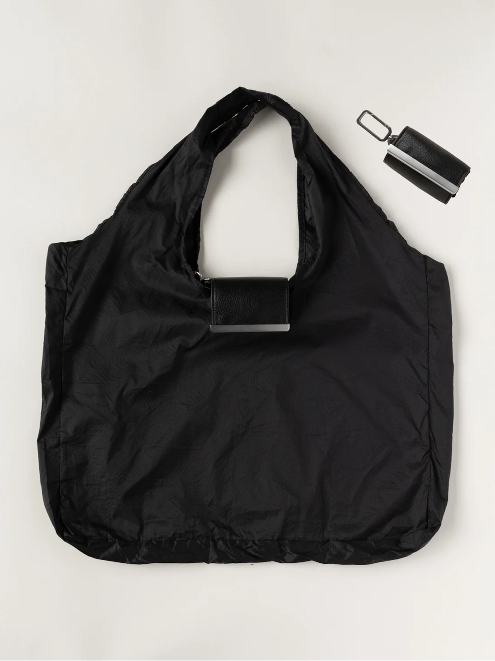 Keote - Keychain Tote in Jet Black with Silver